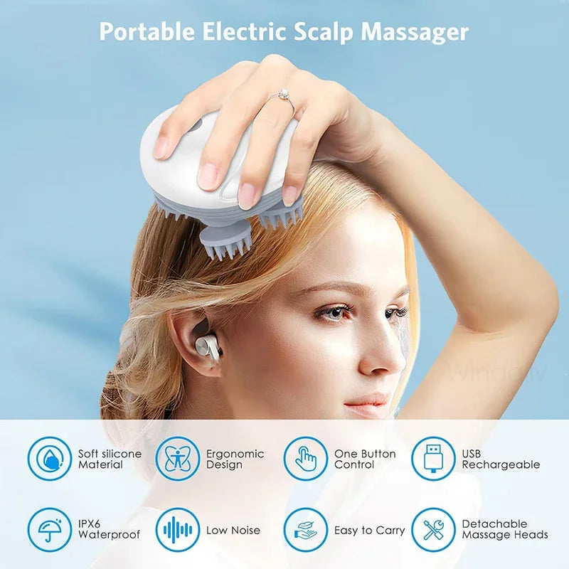 Electric Scalp & Body Massager – Deep Kneading Vibrations for Humans & Pets