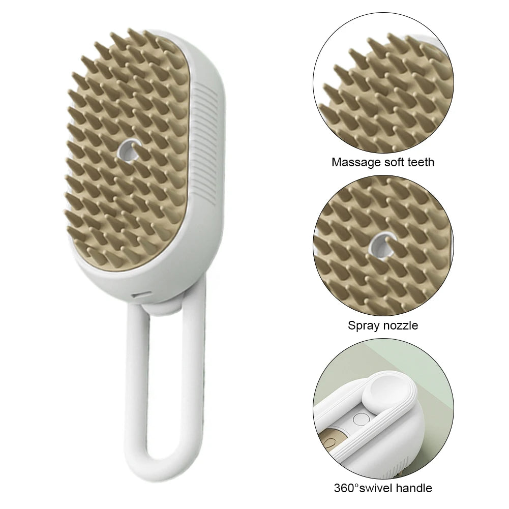3-in-1 Steam Grooming Brush – Electric Spray Massage Comb for Cats & Dogs