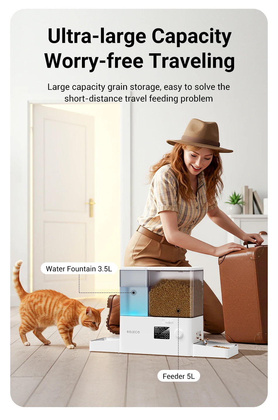 2-in-1 Automatic Pet Feeder & Water Fountain – 8.5L Large Capacity Gravity Food & Fresh Water Dispenser for Cats & Dogs