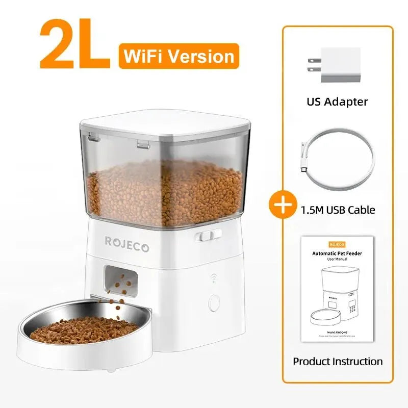 Smart Wi-Fi Automatic Pet Feeder – App-Controlled Dry Food Dispenser with Portion Control (2L Capacity)