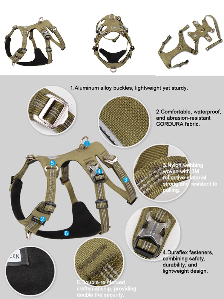 Escape-Proof Dog Harness with Handle – 5-Point Adjustable No-Pull Support Vest