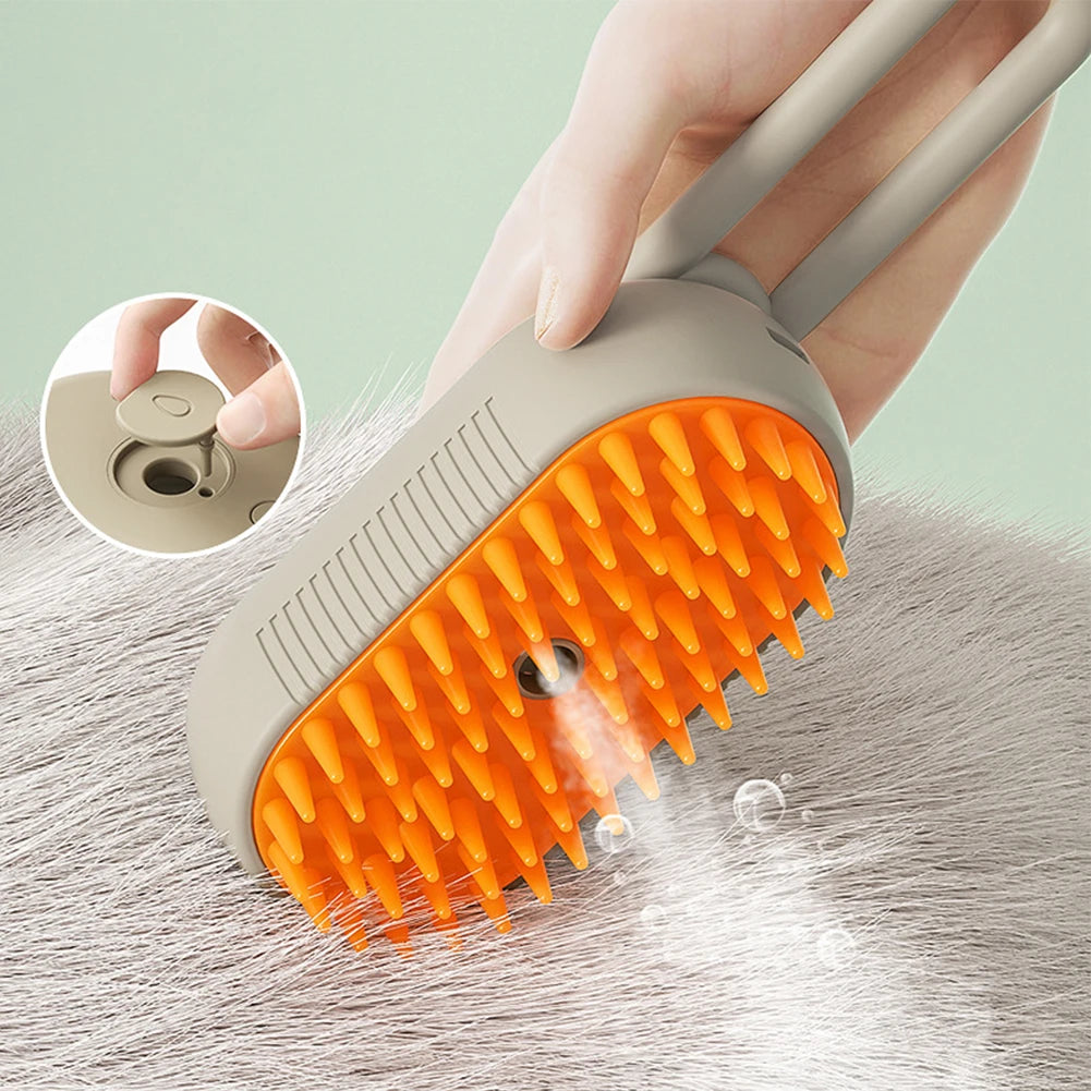 3-in-1 Steam Grooming Brush – Electric Spray Massage Comb for Cats & Dogs