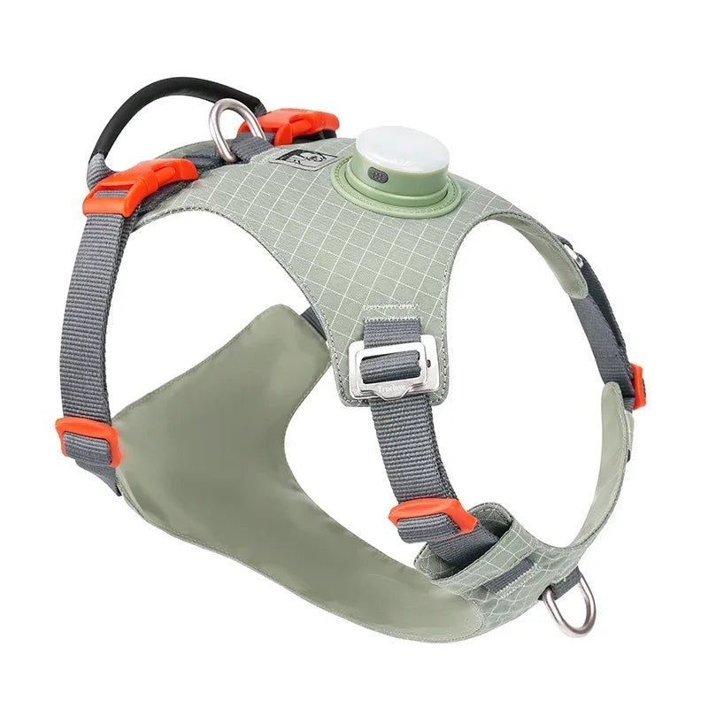 LED Dog Harness with Tracker Holder – Adjustable Night-Safety Harness for Outdoor Use