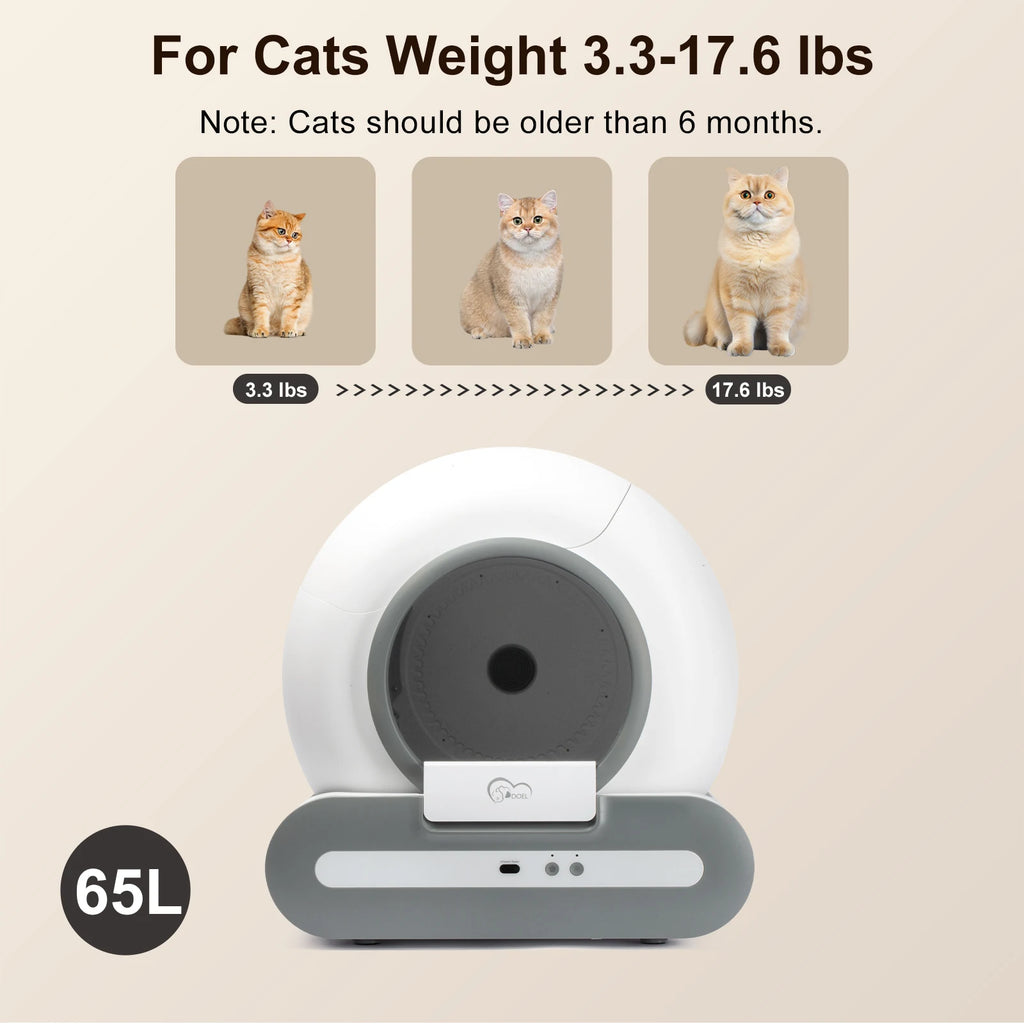 DOEL Self-Cleaning Cat Litter Box with App Control – Large Capacity, Multi-Cat Friendly