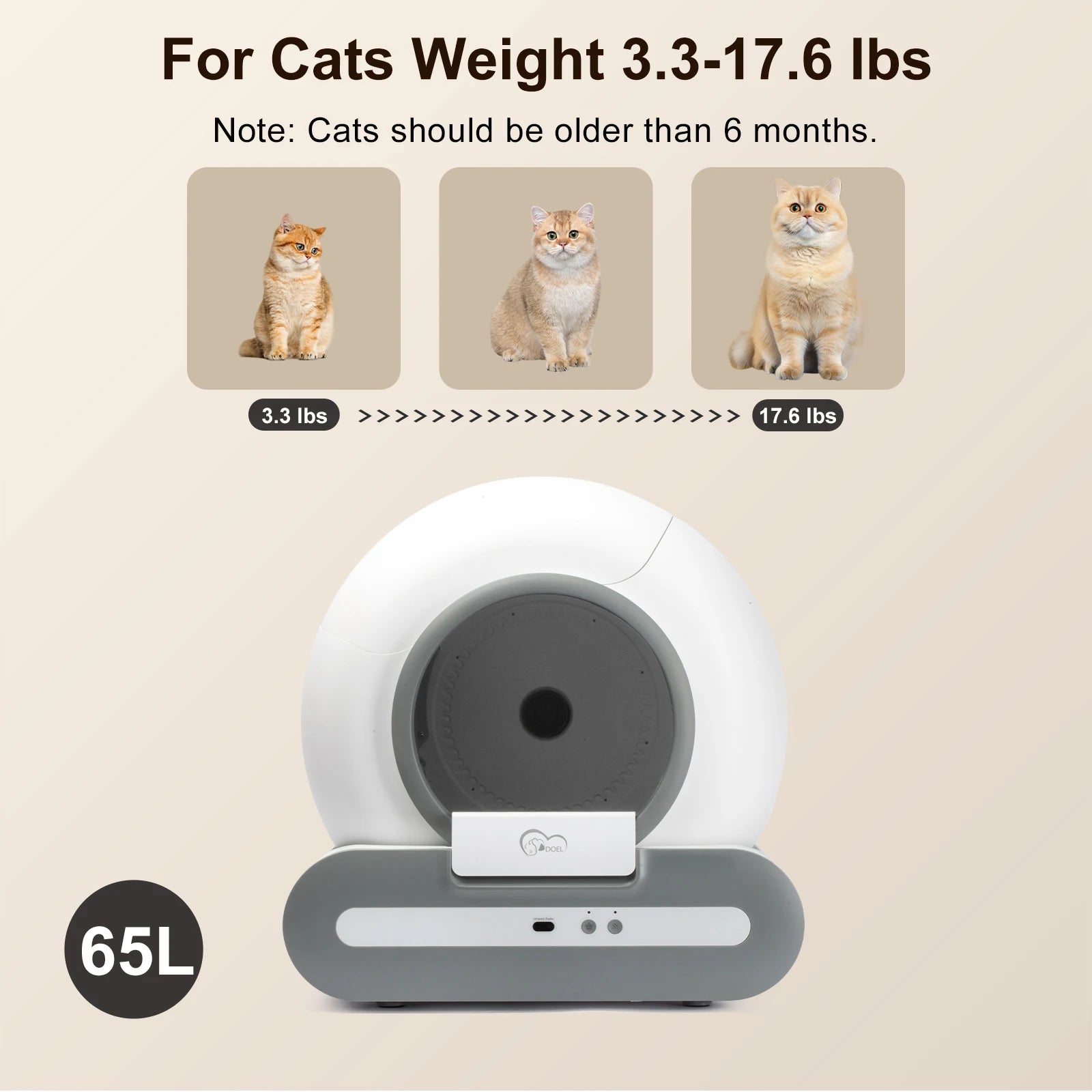 DOEL Self-Cleaning Cat Litter Box with App Control – Large Capacity, Multi-Cat Friendly