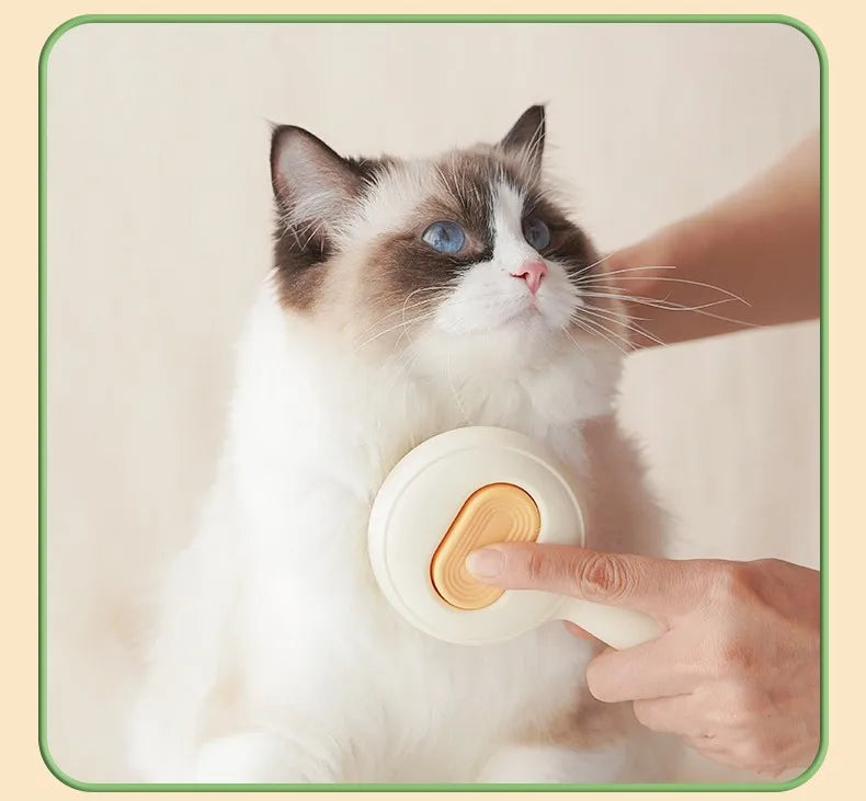 Self-Cleaning Cat Grooming Brush – One-Click Deshedding & Massage Comb for Cats