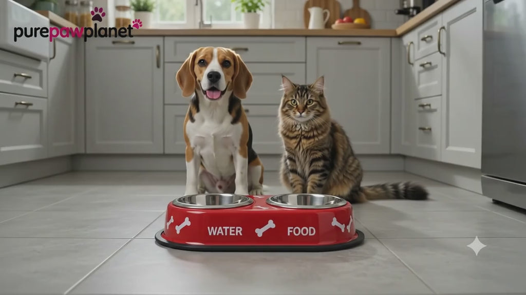 Premium 2-in-1 Stainless Steel Double Pet Bowl | Anti-Skid Food & Water Feeder